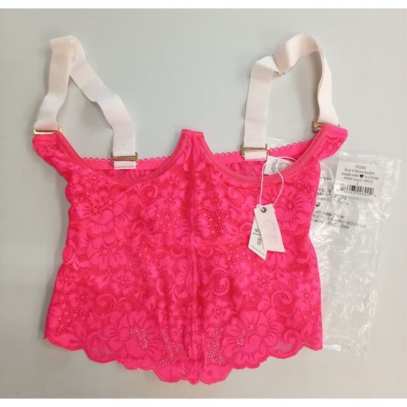 Free People HAH! NWT size L Lace Bustier / under bust neon pink - Picture 6 of 7